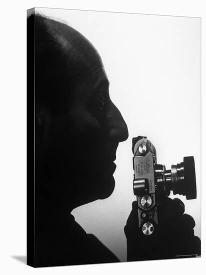 Silhouetted Profile of Photographer Alfred Eisenstaedt with a Camera-Alfred Eisenstaedt-Premier Image Canvas