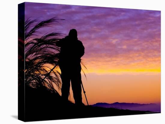 Silhouetted Traveler at Sunrise, Soussevlei, Namibia-Joe Restuccia III-Premier Image Canvas