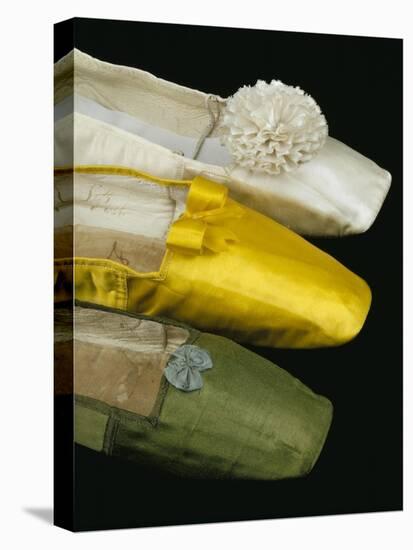 Silk Satin Shoes in Yellow, Green and White, c.1820-30-null-Premier Image Canvas