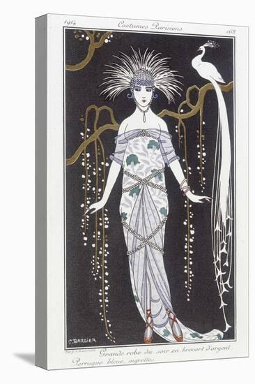 Silver Brocade Evening Dress and Wig - Illustration by George Barbier (1882-1932). in “” Journal De-Georges Barbier-Premier Image Canvas