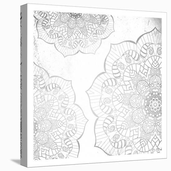 Silver Mandala-Jace Grey-Stretched Canvas