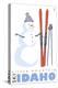 Silver Mountain, Idaho, Snowman with Skis-Lantern Press-Stretched Canvas