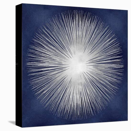 Silver Sunburst on Blue I-Abby Young-Stretched Canvas