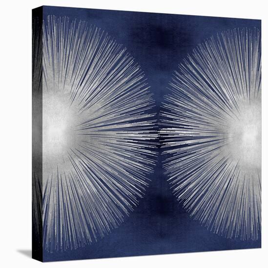 Silver Sunburst on Blue II-Abby Young-Stretched Canvas