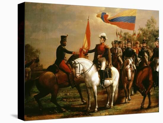 Sim?n Bol?r Presenting Flag of Liberation after Battle of Carabobo, 24 June 1821-Arturo Michelena-Premier Image Canvas