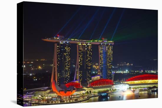 Singapore, Cityscape View and Lightshow of Downtown-Jaynes Gallery-Premier Image Canvas