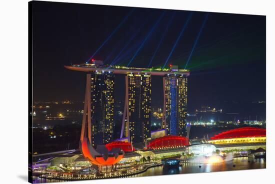 Singapore, Cityscape View and Lightshow of Downtown-Jaynes Gallery-Premier Image Canvas