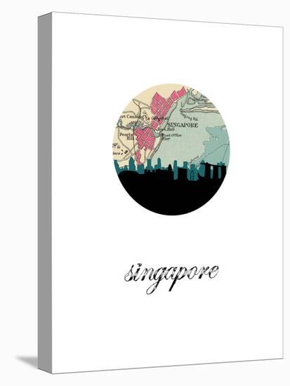 Singapore Map Skyline-Paperfinch 0-Stretched Canvas