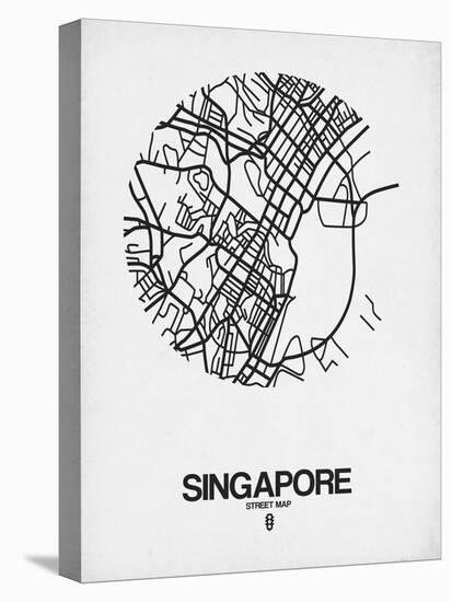 Singapore Street Map Blue-NaxArt-Stretched Canvas