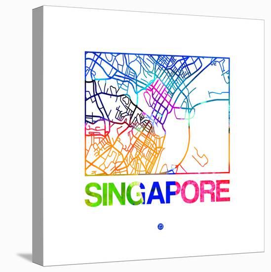 Singapore Watercolor Street Map-NaxArt-Stretched Canvas