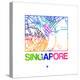 Singapore Watercolor Street Map-NaxArt-Stretched Canvas