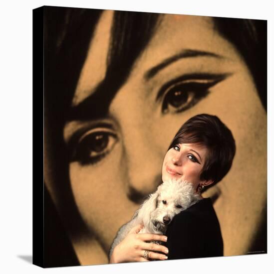 Singer and Actress Barbra Streisand Holding Small Dog in Her Arms-Bill Eppridge-Premier Image Canvas