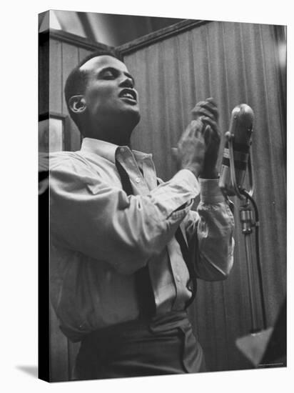 Singer Harry Belafonte Performing at a Recording Session-Yale Joel-Premier Image Canvas