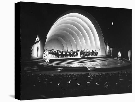 Singer Margaret Truman Standing on Stage at the Hollywood Bowl with a Large Band Behind Her-Allan Grant-Premier Image Canvas