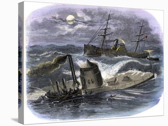 Sinking of the Ironclad USS Monitor in a Gale Off North Carolina, c.1862-null-Premier Image Canvas