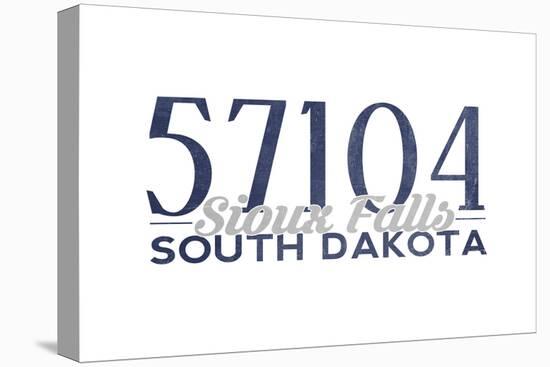 Sioux Falls, South Dakota - 57104 Zip Code (Blue)-Lantern Press-Stretched Canvas