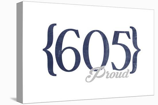 Sioux Falls, South Dakota - 605 Area Code (Blue)-Lantern Press-Stretched Canvas