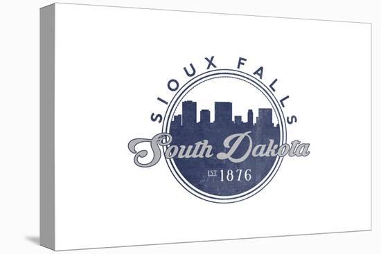 Sioux Falls, South Dakota - Skyline Seal (Blue)-Lantern Press-Stretched Canvas