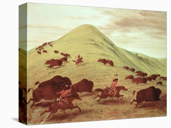 Sioux Indians Hunting Buffalo, 1835-George Catlin-Premier Image Canvas