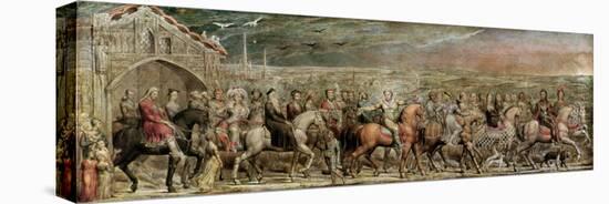 Sir Jeffrey Chaucer (C.1342-1400) and the Nine and Twenty Pilgrims on their Journey to Canterbury-William Blake-Premier Image Canvas