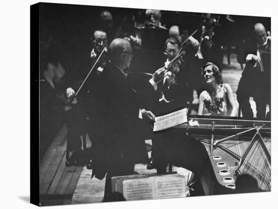 Sir Thomas Beecham Conducting Orchestra as Lady Beecham Plays Piano-Michael Rougier-Premier Image Canvas