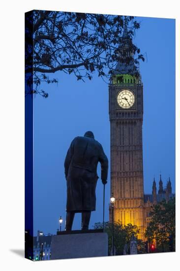 Sir Winston Churchill Statue and Big Ben, Parliament Square, Westminster, London, England-James Emmerson-Premier Image Canvas