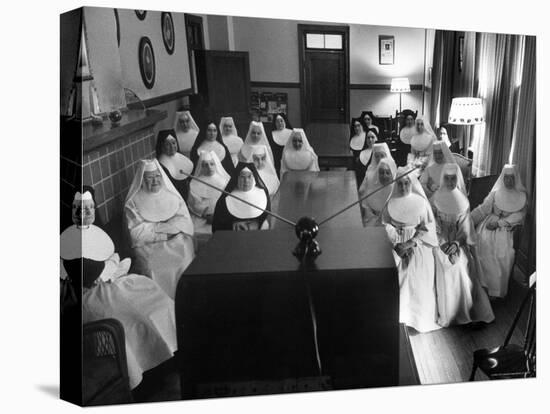 Sisters at St. Vincent's Hospital in Recreation Room Watching Program from New Local TV Station-Ralph Morse-Premier Image Canvas