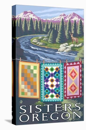 Sisters, Oregon, Quilt Scene-Lantern Press-Stretched Canvas