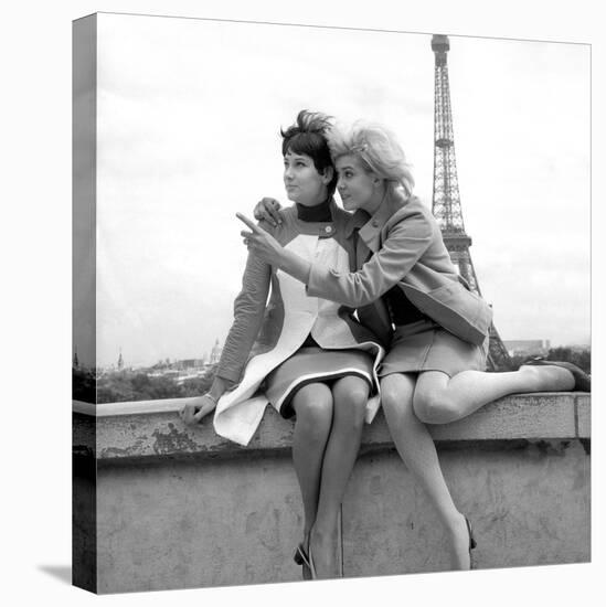 Sisters Sylviane and Sophie Agacinski at Trocadero, Paris, 16 July 1966-null-Stretched Canvas