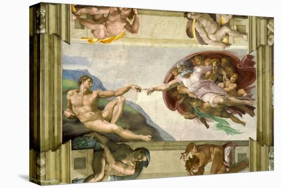 Sistine Chapel Ceiling (1508-12): Creation of Adam, 1510 (post-restoration)-Michelangelo Buonarroti-Premier Image Canvas