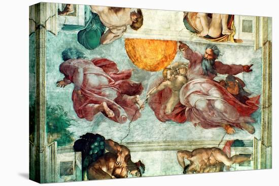 Sistine Chapel Ceiling: Creation of the Sun and Moon, 1508-12-Michelangelo Buonarroti-Premier Image Canvas