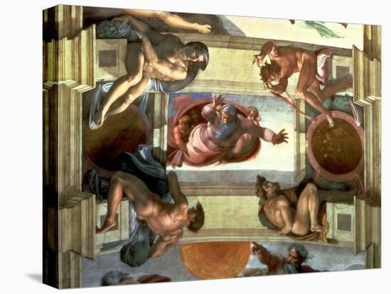 Sistine Chapel Ceiling: God Separating the Land from the Sea, with Four Ignudi, 1510-Michelangelo Buonarroti-Premier Image Canvas