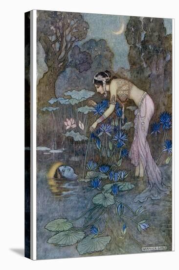 Sita Finds Rama (Seventh Avatar of Vishnu) Among the Lotus Blooms-Warwick Goble-Premier Image Canvas