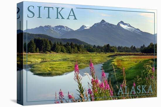 Sitka, Alaska - Mountain Wilderness and Fireweed-Lantern Press-Stretched Canvas