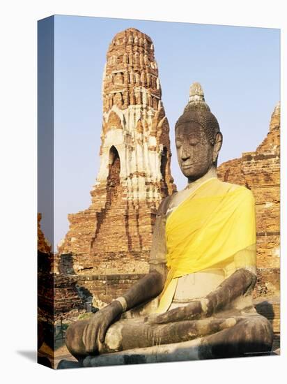 Sitting Buddha Statue and Chedi at Buddhist Temple of Wat Phra Mahathat, Thailand, Southeast Asia-Richard Nebesky-Premier Image Canvas