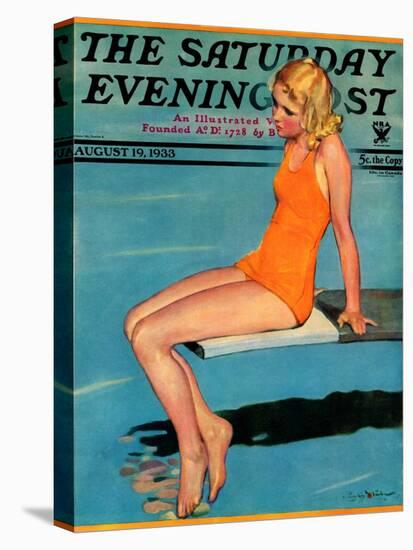 "Sitting on the Diving Board," Saturday Evening Post Cover, August 19, 1933-Penrhyn Stanlaws-Premier Image Canvas