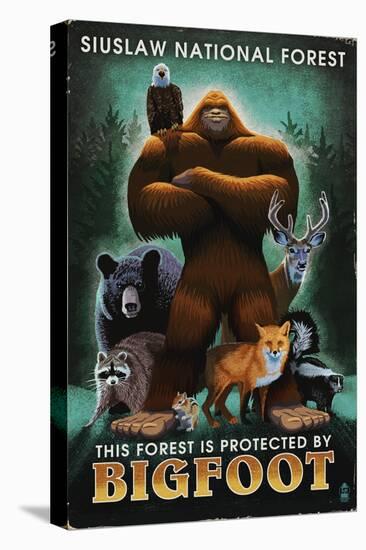 Siuslaw National Forest, Oregon - Bigfoot - Respect Our Wildlife-Lantern Press-Stretched Canvas