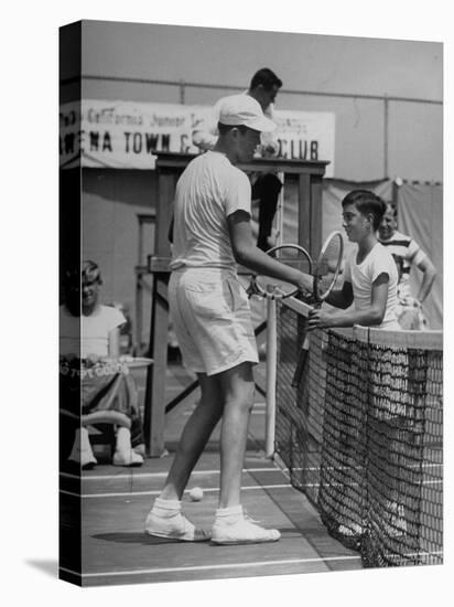 Six Foot Five Neal Wall, Giving a Congratulating Handshake to Winner Ronald Schoenberg-Allan Grant-Premier Image Canvas