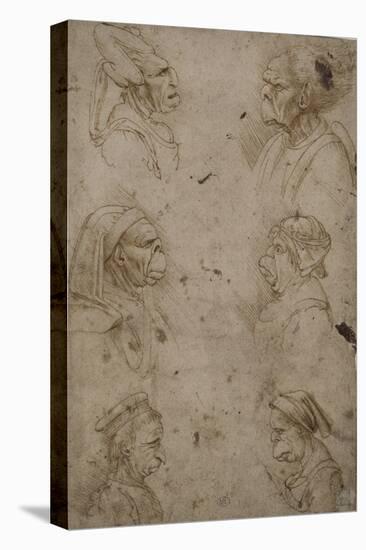 Six têtes caricaturales, de profil-Leonardo da Vinci-Premier Image Canvas