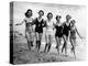 Six Women, in Swimsuits, Run in a Row Along a Beach, 1942-null-Premier Image Canvas