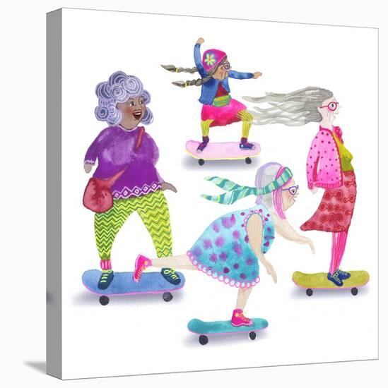 Skateboard Grandmas-Kerstin Stock-Stretched Canvas