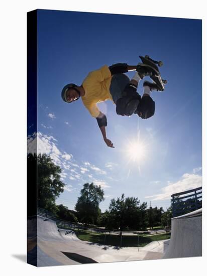 Skateboarder in Action on the Vert-null-Premier Image Canvas