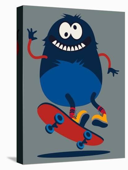 Skater Monster Victor Design for Kids Tee-braingraph-Stretched Canvas