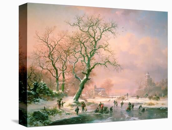 Skaters on a Frozen River-Frederik Marianus Kruseman-Premier Image Canvas