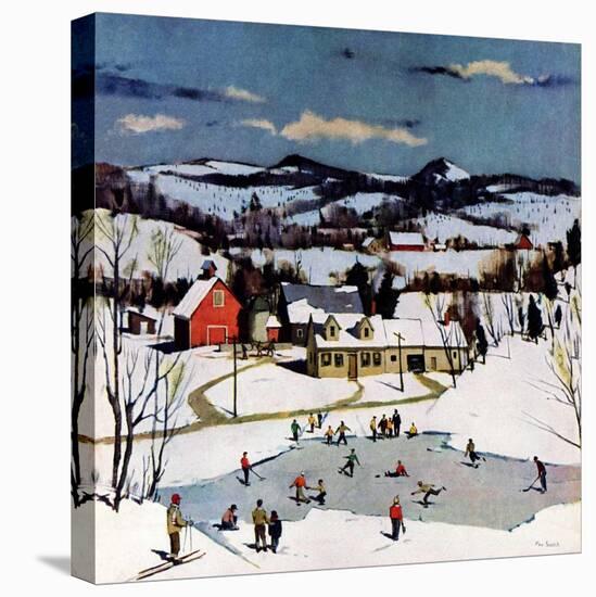 "Skating on Farm Pond,"January 1, 1950-Paul Sample-Premier Image Canvas