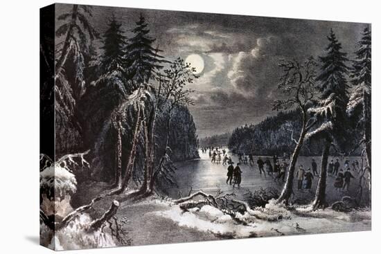 Skating Scene by Moonlight-Currier & Ives-Premier Image Canvas