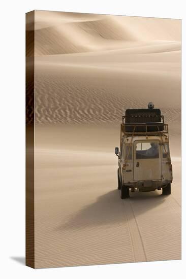 Skeleton Coast, Namibia. Land Rover Venturing Out over the Sand Dunes-Janet Muir-Premier Image Canvas