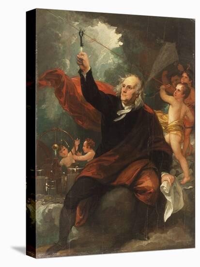 Sketch for 'Benjamin Franklin Drawing Electricity from the Sky', C.1816 (Oil on Slate)-Benjamin West-Premier Image Canvas