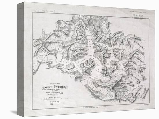 Sketch Map of Mount Everest from Surveys by Major Wheeler in 1921 with Addi-English School-Premier Image Canvas