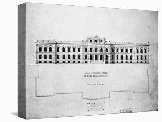 Sketch of Principal Front, Proposed Library Building-John Fraser-Premier Image Canvas
